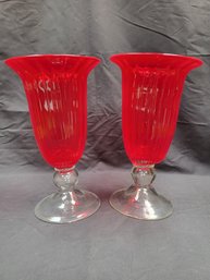 Vintage Red Twin Vases