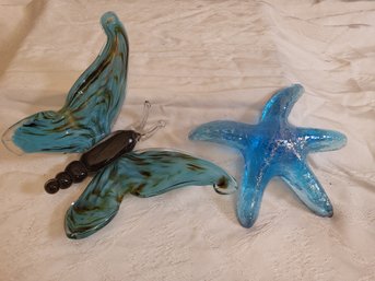 Butterfly And Starfish Art Glass