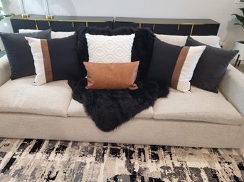 Black Faux Fur And Pillow Set 2