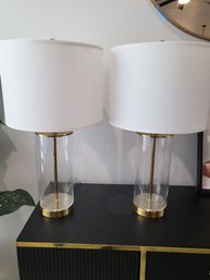 2 Bubble Glass  And Brass Lamps