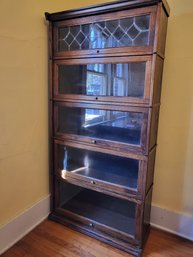 Barrister Bookcase With Leaded Glass Top Shelf