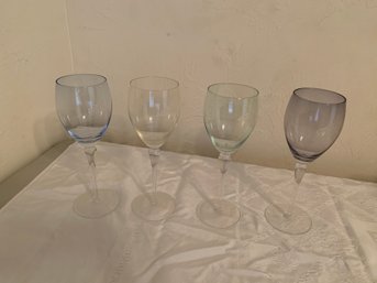 4 Color Tinted Wine Glasses