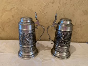 Matched Pewter Steins
