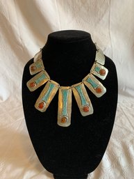 Vintage Crushed Turquoise And Agate Necklace