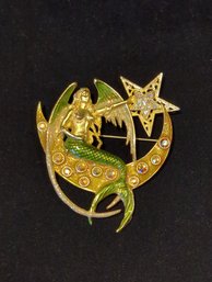 Stunning Giant Mermaid With Dragon Wings On The Moon Brooch Pin By Kirk's Folly  3'tall