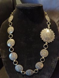Stamped Metal And Chain Necklace, 25' Long