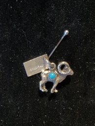 Teeny Tiny Sterling Silver Ram & State Of Colorado Pendant Marked BELL