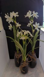 3 Faux Paperwhite Bulbs Flower Decor In Jars