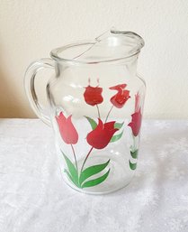 40s Glass Pitcher With Tulip Design