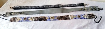 3pc Accessories Vintage Sea Shell And Bead Belt, Grey Purse Strap, Grey/blue Camera Strap