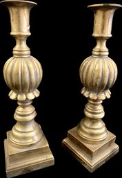 Pair Of Gold Tone Candle Holders 12' TALL