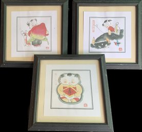 Framed Asian Stamped Illustrations