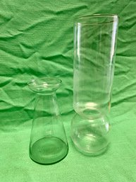 Set Of 2 Clear Glass Bulb Vases
