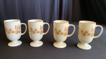 4 Autumn Berry Handled And Fitted Mugs - Wheat And Blackberries
