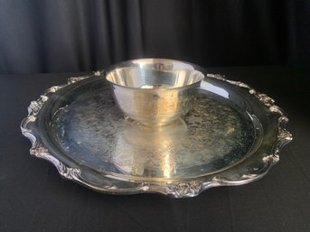 Vintage William Rogers Silver Plate Serving Dish And Attached Bowl