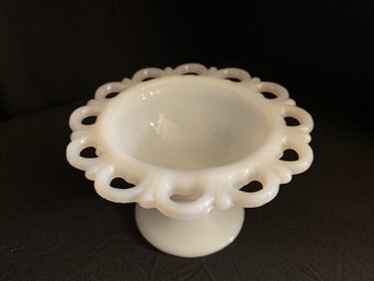 Small Loop Milk Glass Pedestal Bowl