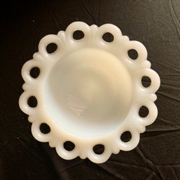 Small Milk Glass Pedestal Loop Bowl