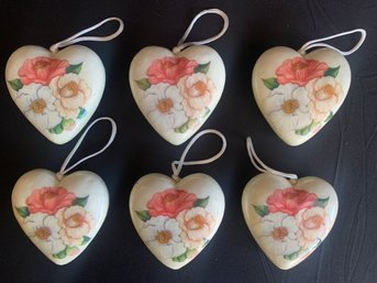 6 Beautiful Vintage Heart And Floral Christmas Ornaments