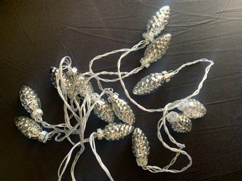 Lighted String Of Mercury Glass Pine Cone Christmas Lights