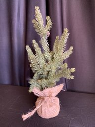 Small Faux Christmas Tree Decor In Burlap Sack