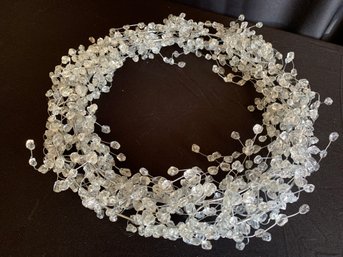 Beautiful Ice Beaded Wreath On Silver Wire