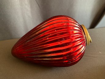 Large Red Kugel Style Blown Glass Style Teardrop Christmas Ornament From Pier 1