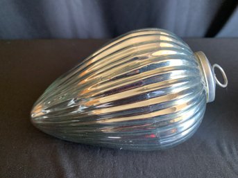 Large Silver Kugel Style Blown Glass Style Teardrop Christmas Ornament From Pier 1
