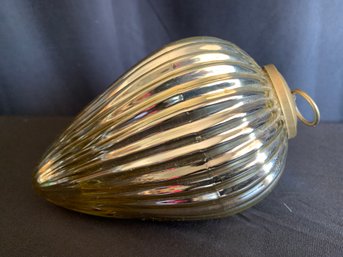 Large Goldish-silver Kugel Style Blown Glass Style Teardrop Christmas Ornament From Pier 1