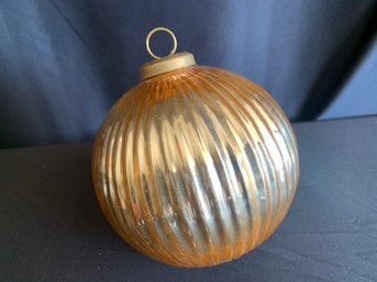 Large Gold Kugel Style Round Blown Glass Style Christmas Ornament From Pier 1