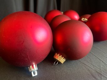 Set Of 10 Dark Hot Pink Green Christmas Bulbs Ornaments, This Set Has A  More Frosted Finish