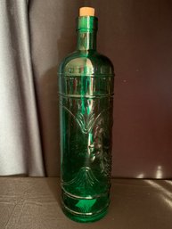 Large Green Bottle Decor For Christmas Display - Grape And Vine Pattern
