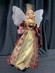 COLOR CHANGING WINGS Porcelain Angel Tree Topper Decor 12-in Fiber Optic Lighted