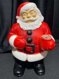 1940s Vintage Plastic Light Up Plug-in Santa With Cookies. 7 In Tall