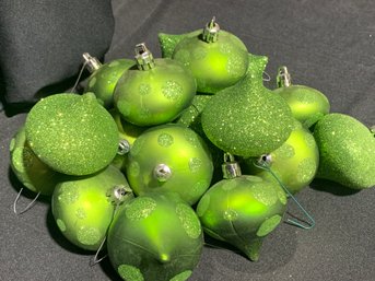 17 Chartreuse Green Sparkle And Shine Mid-mod Shape Atomic Christmas Ornaments 2 In Tall