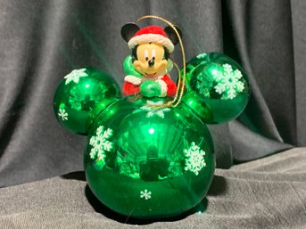 GIANT MICKEY CHRISTMAS BULB WITH EARS AND MICKEY SANTA 4.5 IN TALL BY 4.5 IN WIDE
