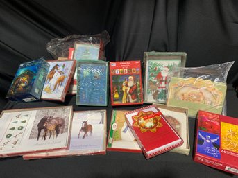 Bin Full Of 12 Boxes Of Christmas And Holiday Assorted Greeting Cards