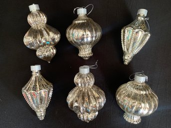 Mercury Glass Light Up Ornaments With Button Batteries Included 8 In Tall!