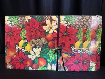 Poinsettias And Fruit Christmas Themed Place Setting Trays