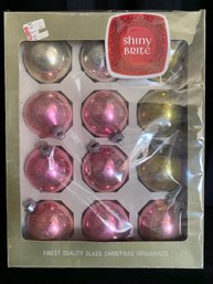 One Dozen Shiny Brite Ornaments In Box Assorted Colors