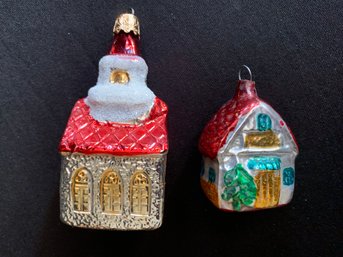 Two Vintage Mercury Glass Church Ornaments