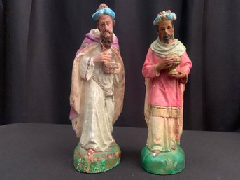 Two Italian Plaster Nativity Figurines - 6 And 7 In Tall