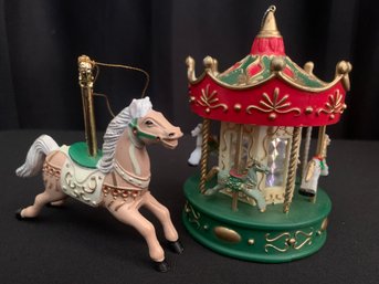 Carousel Horse Themed Ornaments - Horse Is 4 In Long. Carousel Is 4in