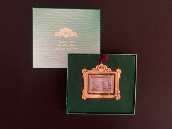 White House Christmas Ornament 1997 Vintage Gold Frame With Historic Photo Of Original White House