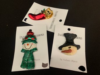 Three Christmas Themed Brooches/pins