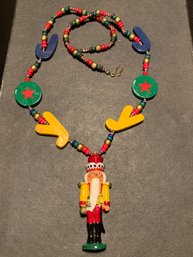 Vintage Christmas Nutcracker Joy Necklace