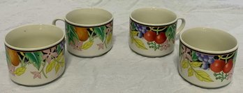 Set Of 4 Vintage Fruit Mugs