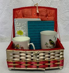 Vintage Sewing Basket, 2 Blank Notebooks, 2 Mugs