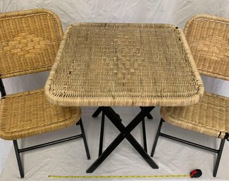 Children's Wicker Folding Table And Chair Set