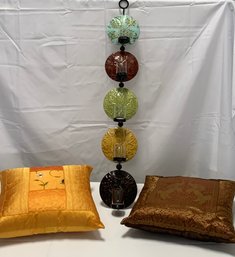 Two Pillow Decor Lot With Wall Sconce Decor