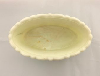 Akro Agate URANIUM Glass Custard Planter Dish